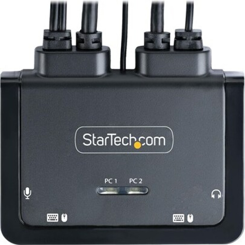 2-Port Hybrid USB-C HDMI Cable KVM Switch 4K 60Hz Compact KVM with 6ft/1.8m USB-A/HDMI/Audio & 4ft/1.2m USB-C Integrated Host Cables Bus Powered