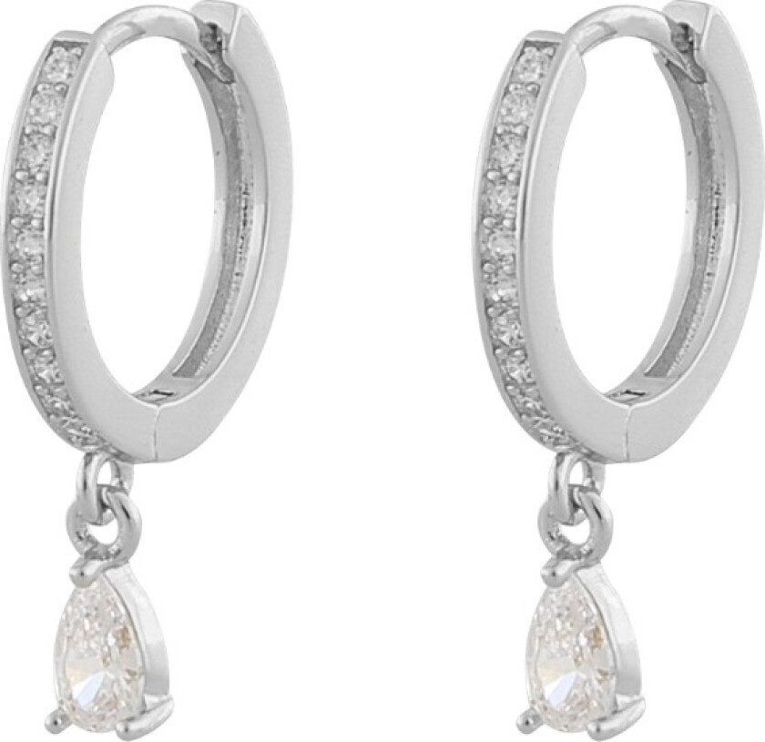 Snö Of Sweden Camille Drop Ring Earring Silver/Clear 14,5mm