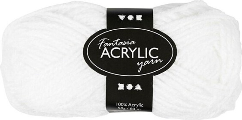 Acrylic yarn White 50gr 80m