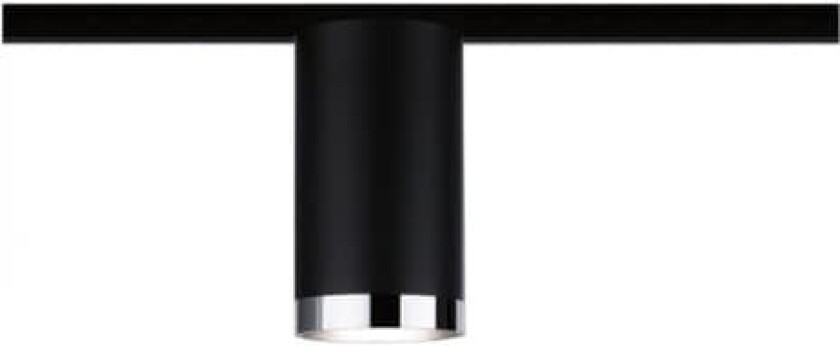 Tube, Spotlight på skinne, GU10, 1 ampuller, Sort, Kromfarget