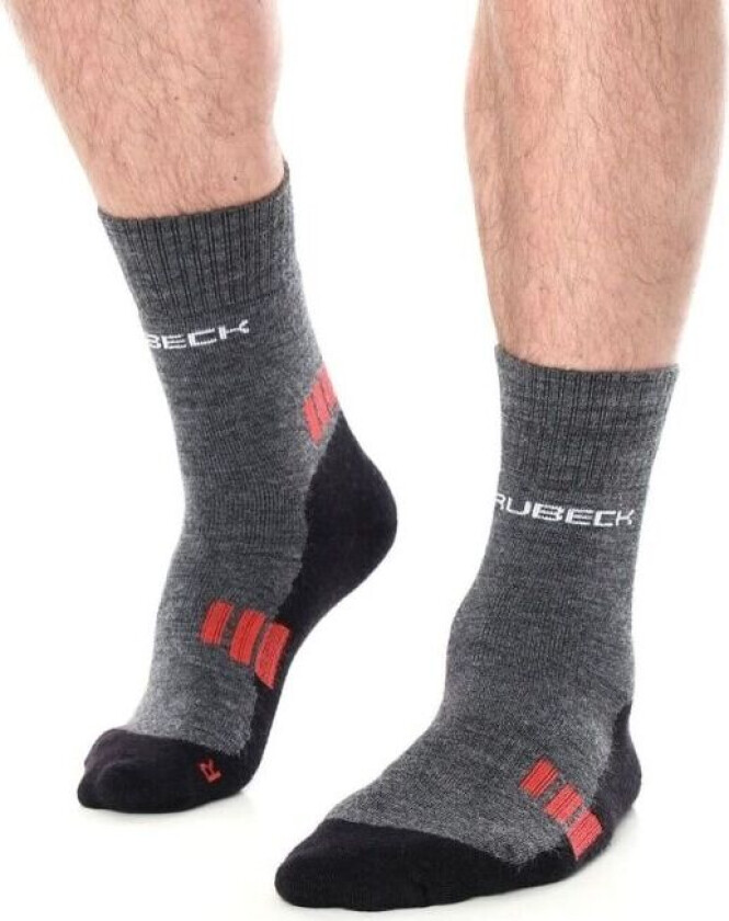 Brubeck Trekking Light-sokker for menn, grafittrøde, størrelse 39-41 (BTR002/M)