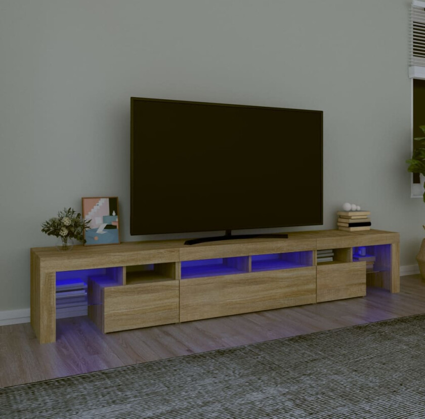 TV-benk med LED-lys sonoma eik 230x36,5x40 cm