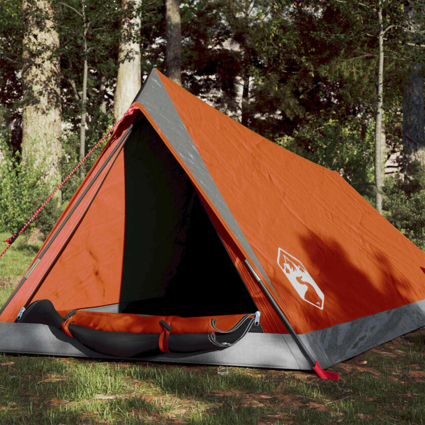 Campingtelt 2 personer grå og oransje 200x120x88/62cm 185T taft