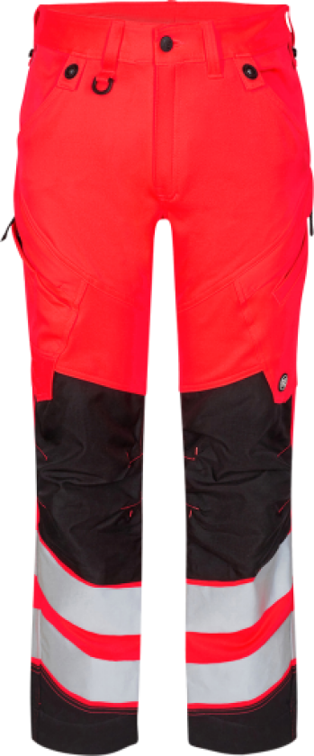 stretchbukse 2544, High-Vis klasse 2, rød/svart, størrelse 128