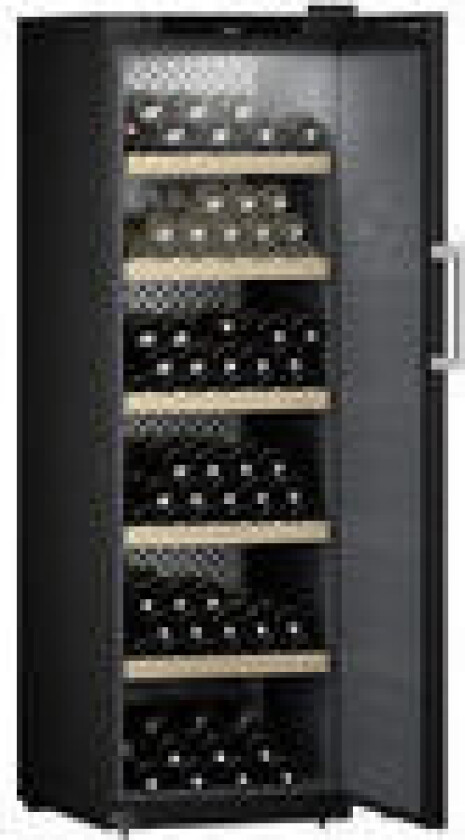 WSbli 5231-20, Frittstående, 229 flasker, E, Innebygd lys, SN-T, Sort, Rustfritt stål