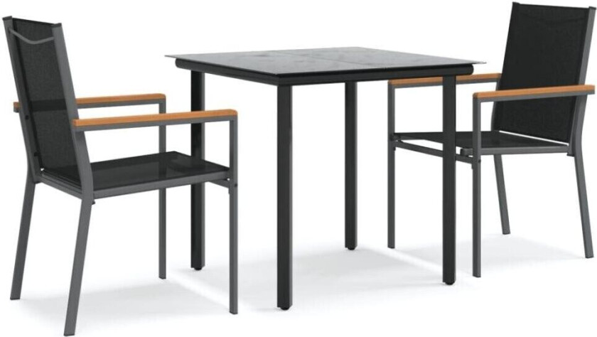 Hagespisegruppe 3 deler svart textilene og stål