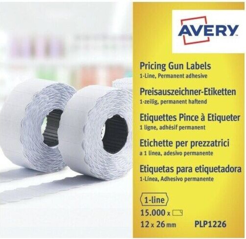 Prisetiket  PLP1226 hvid 26x12 mm permanent klæbende - (15.000 etiketter)