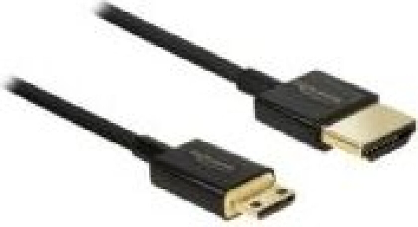Slim Premium - HDMI-kabel med Ethernet - 19 pin mini HDMI Type C hann til HDMI hann - 2 m - trippel beskyttelse - svart