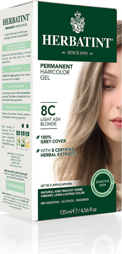 8C hårfarge, Lys Askeblond - 150 ml
