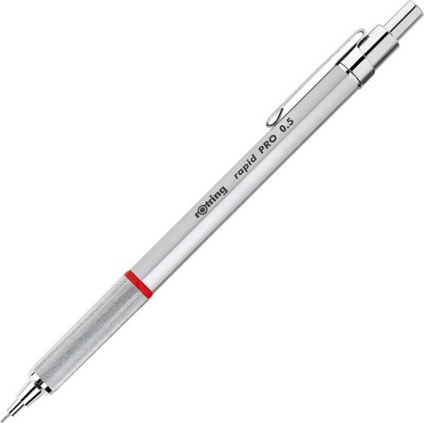 Rapid Pro Retractable Ballpoint Technical Drawing Pen | Medium Point | Blue Ink | Silver Full-Metal Body