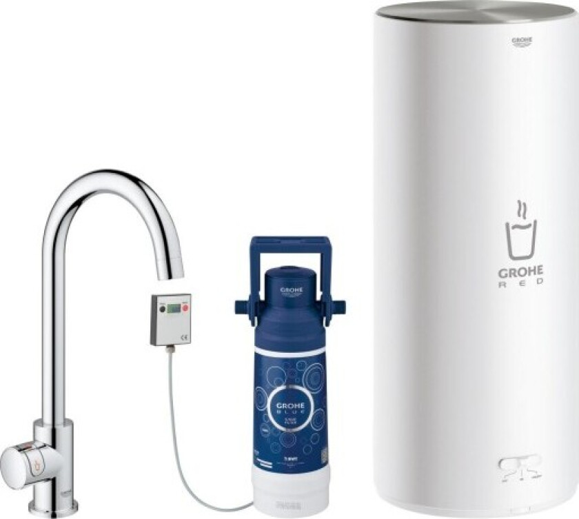 Red Mono kokende kjøkkenarmatur, 5,5 liters varmtvannsbereder, krom