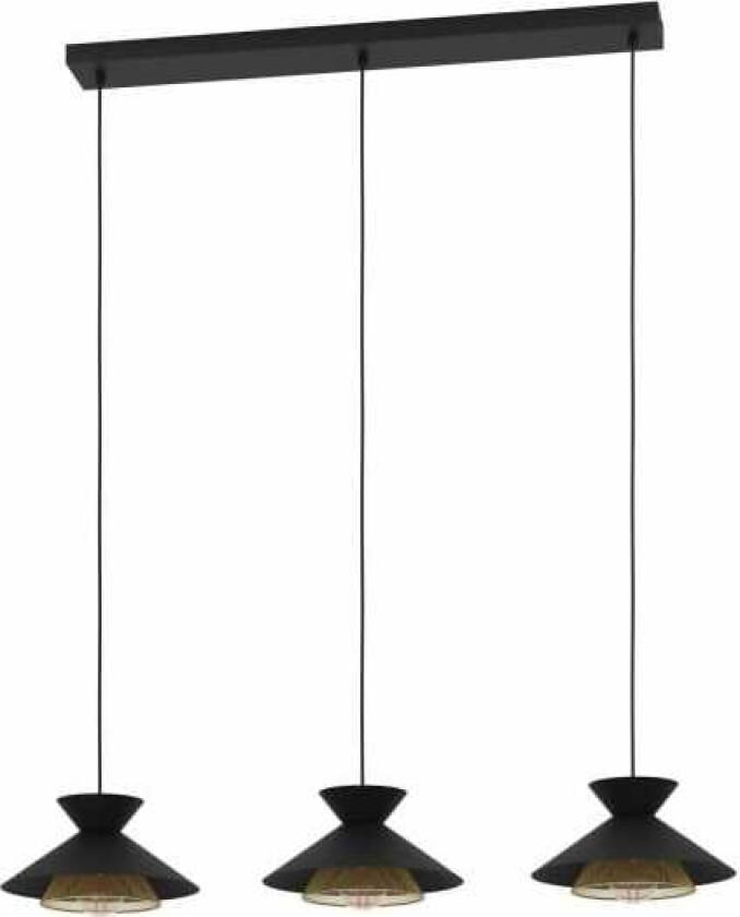 EGLO GRIZEDALE LANGBORD 3XE27 SORT/BM