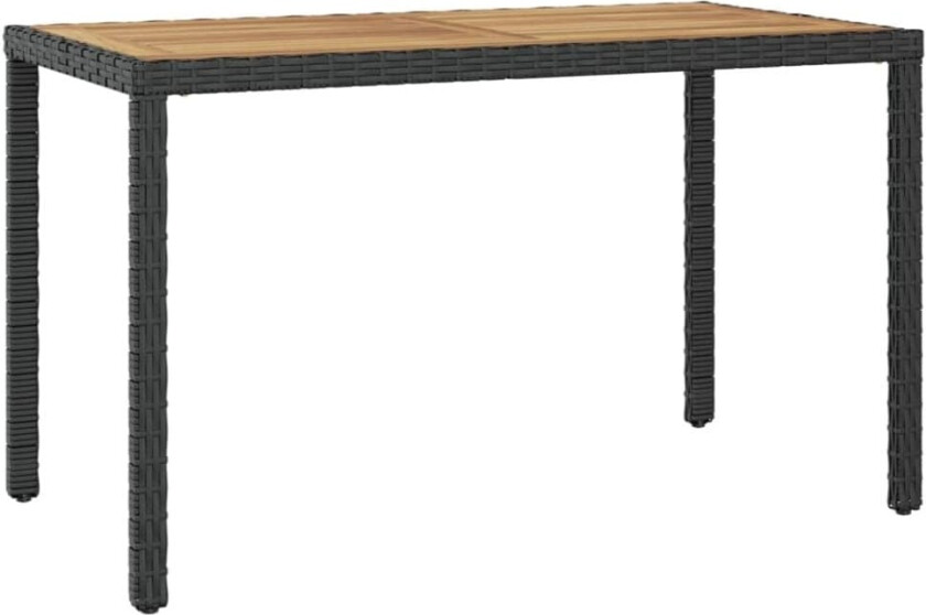 Hagebord svart og brun 123x60x74 cm heltre akasie