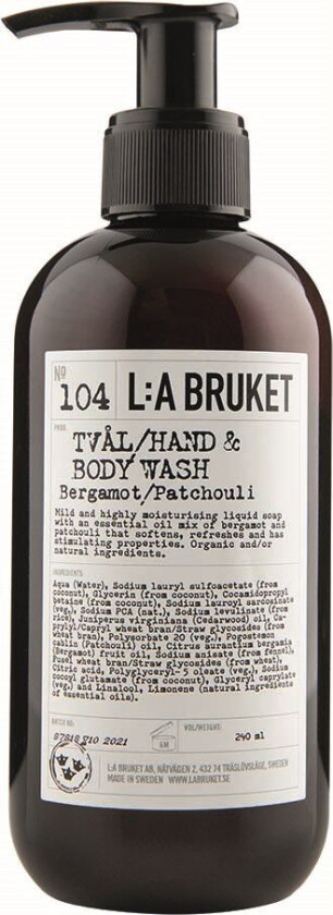 L:a Bruket 104 Hand & Body Wash Bergamot/Patchouli (Størrelse: 240 ML)
