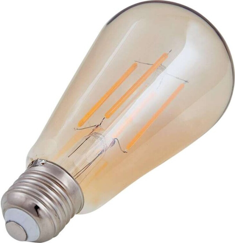 E27 rustikk LED-lyspære 6W 500 lm, rav 1 800 K
