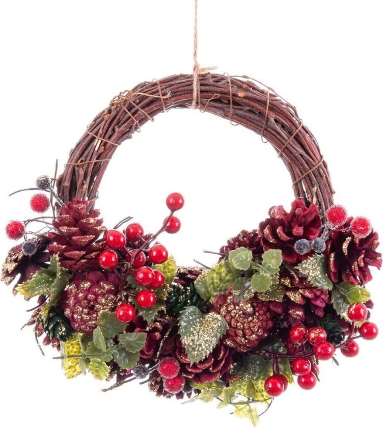 Julekrans Brun Rød Flerfarget Rotting Plast Skum Ananas 24 x 22 x 8 cm