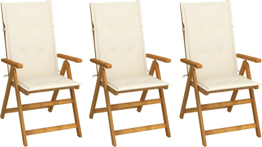 Klappstoler 3 stk med puter heltre akasie