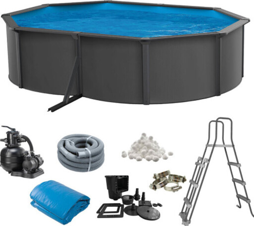Basic Pool Oval 490 x 360 x 120 cm, Anthracite Grey 15.900 L