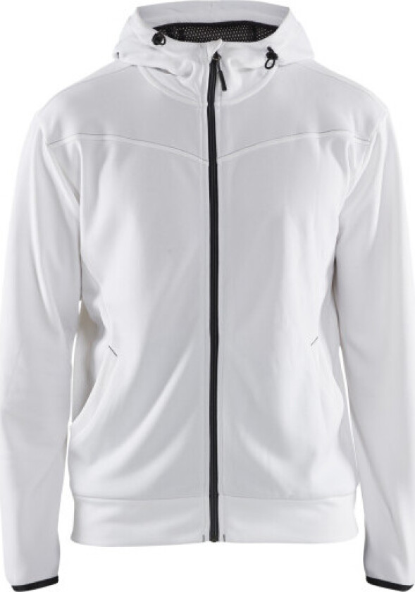 HÆTTETRØJE FULL ZIP HVID/MØRK