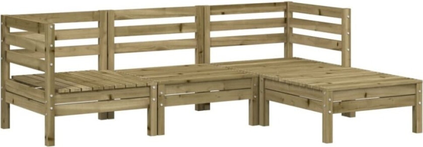 Hagesofa uten armlener med fotskammel impregnert tre furu