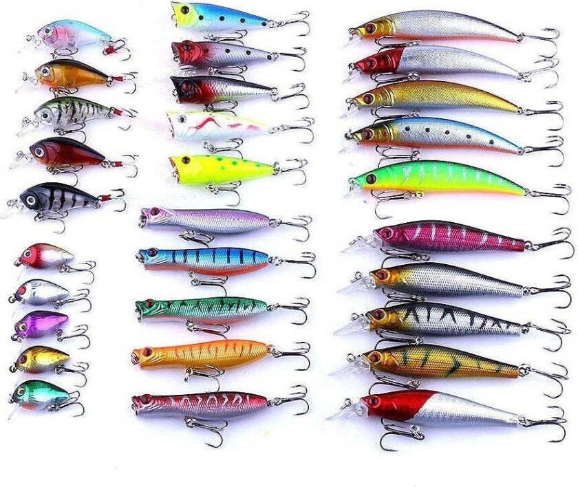 30st fiskedrag wobbler, Minnow mixed, Spinnare