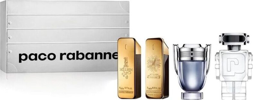 Paco Rabanne Giftset 1 Million Edt 5ml + 1 Million Parfum 5ml + Invictus Edt 5ml + Phantom Edt 5ml