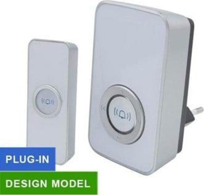 Trend Ringeklokke Design, Plug-in, 100 meter, Hvit