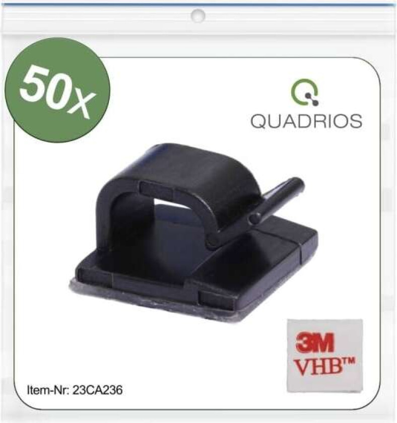 23CA236 Kabelclips Selvklæbende 23CA236 Bundt-Ø-område 1 til 7 mm Sort 50 stk