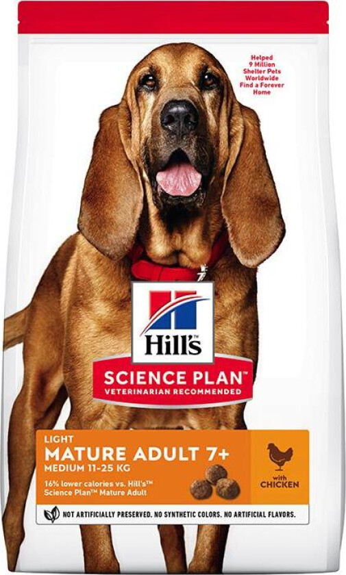 Hill's Science Plan Dog Mature Adult Light Medium Breed Kylling (14 kg)