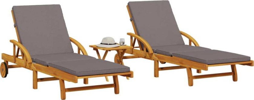 Solsenger 2 stk med bord heltre akasie