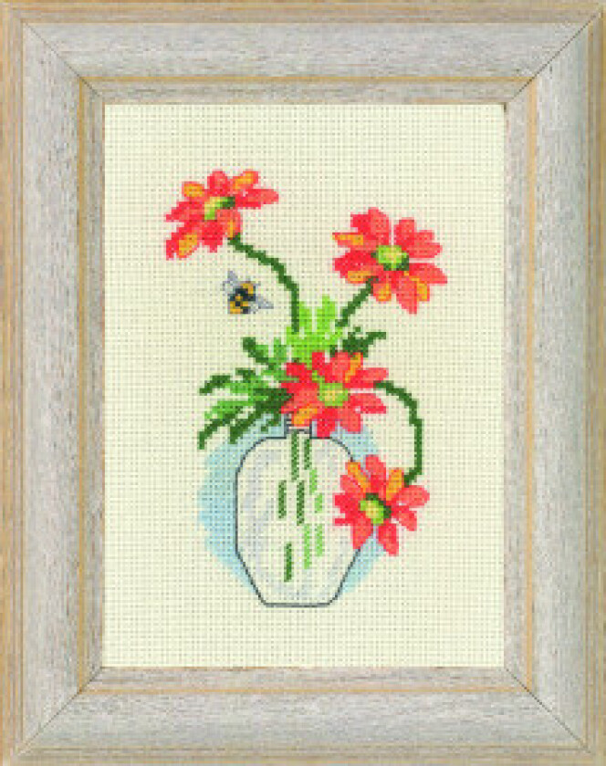 broderisett Gul Krysante 13x18cm