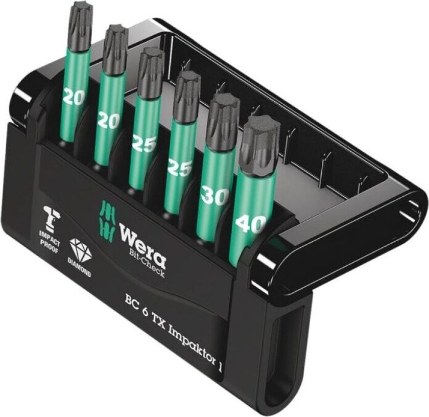 WERA Bit-Check 6 TX Impactor 1, 6 deler