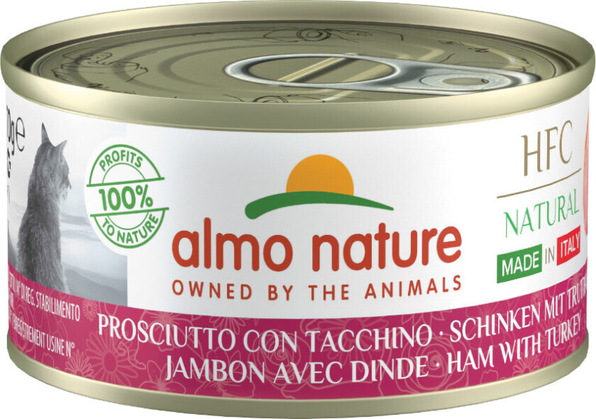 Økonomipakke Almo Nature HFC Made in Italy 24 x 70g - Skinke og kalkun