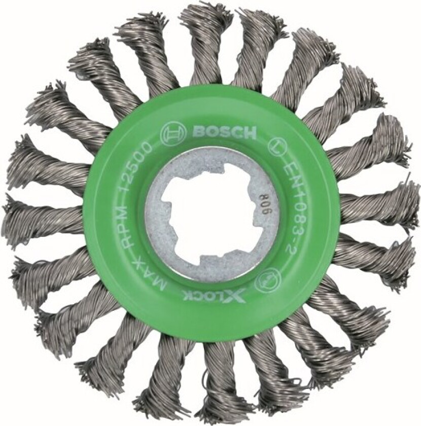 Bosch X-LOCK skivestålbørste, flettet, 0,5 x 115 mm, Inox