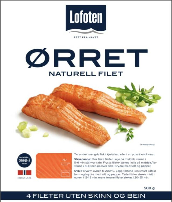 Ørretfilet Naturell u/ Skinn 4x125g
