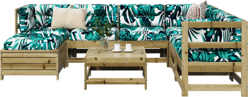 Hagesofasett 8 deler impregnert furu