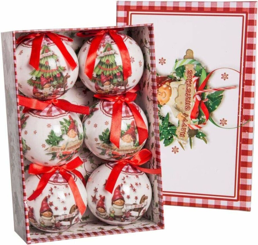 Juletrekuler Rød Flerfarget Papir Polyfoam 7,5 x 7,5 x 7,5 cm (6 tall)