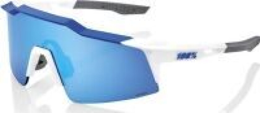 100 % briller 100 % SPEEDCRAFT SL Matt hvit/metallisk blå - HiPER blå flerlags speillinse (blå flerlags speillinse LT 15 % + transparent linse LT 93 %) (NY 2021)