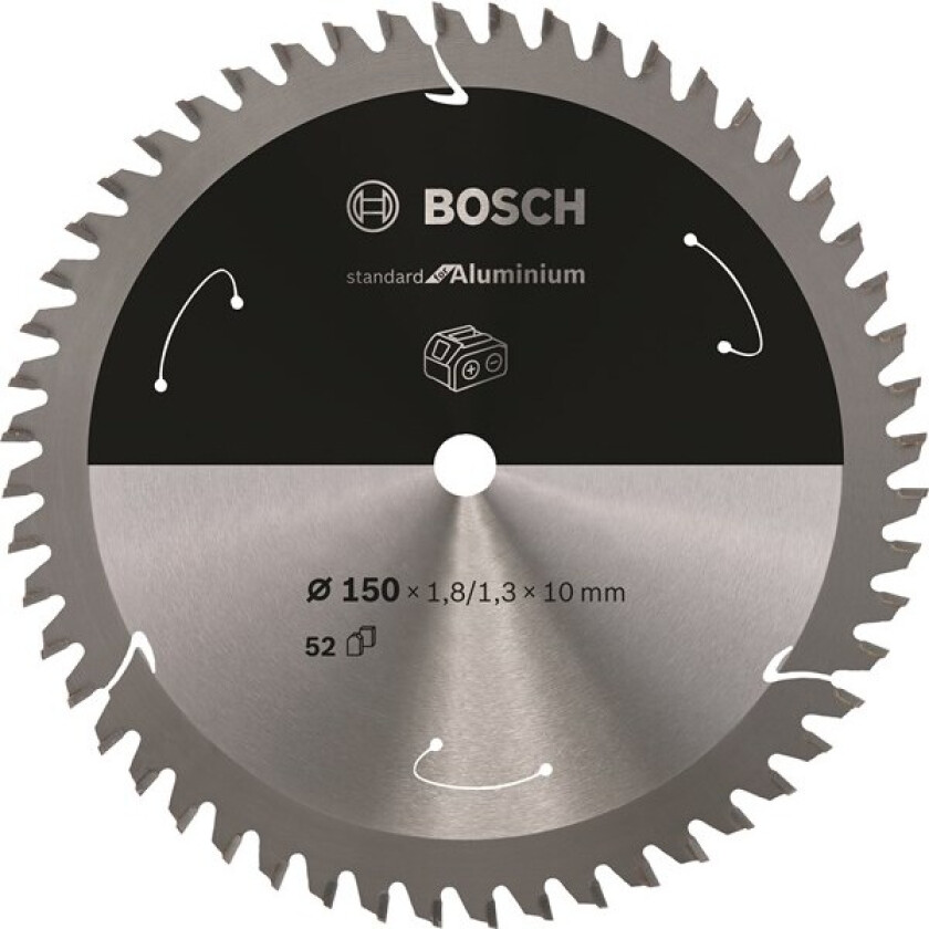 Standard for Aluminium-sirkelsagblad for batteridrevne sager 150x1,8/1,3x10 T52