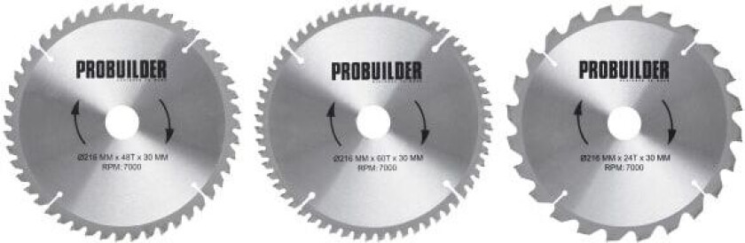 Sagbladsett 3stk 216x30x1,6 *skadet Embalasje*