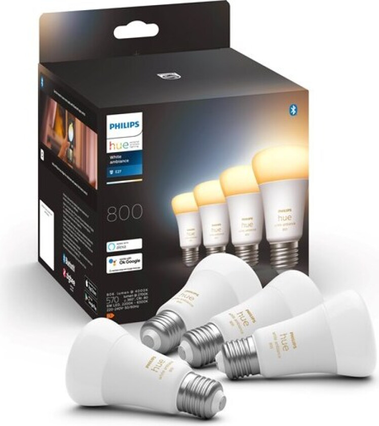 Hue white ambiance E27 lyspærer 4 pk