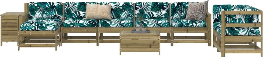 Hagesofasett 10 deler impregnert furu