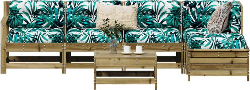 Hagesofasett 6 deler impregnert furu