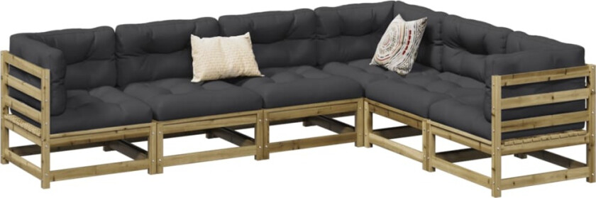 Hagesofasett 6 deler impregnert furu