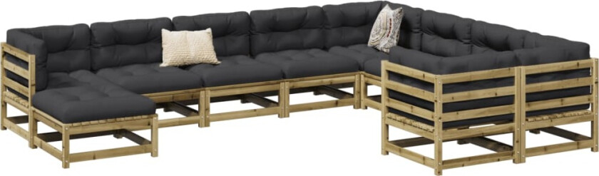 Hagesofasett 10 deler impregnert furu