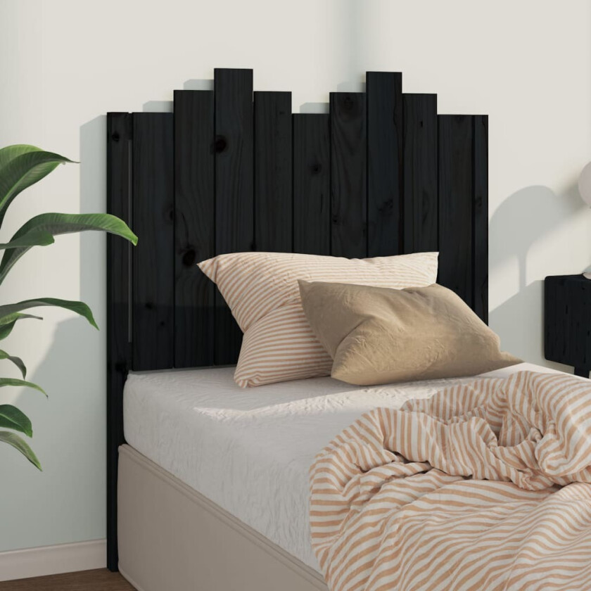Sengegavl svart 96x4x110 cm heltre furu