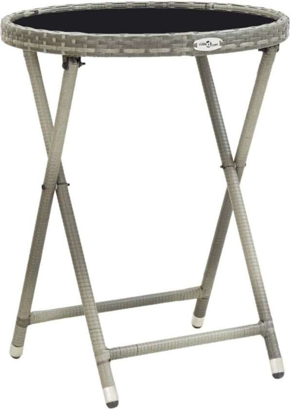 Tebord grå 60 cm polyrotting og herdet glass