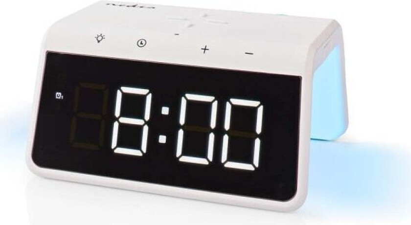 Alarm clock wireless charger   Qi sertifisert   5 / 7.5 / 10 / 15 W   USB-A Han   Nattlys   2 Alarmtider   slumrefunksjon