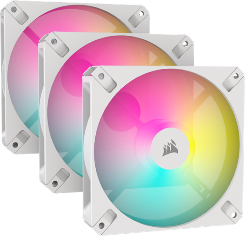 iCUE AR120 Digital RGB - White - 3-pack - Kabinettvifte - 120mm - Hvit med RGB-lys - 27 dBA