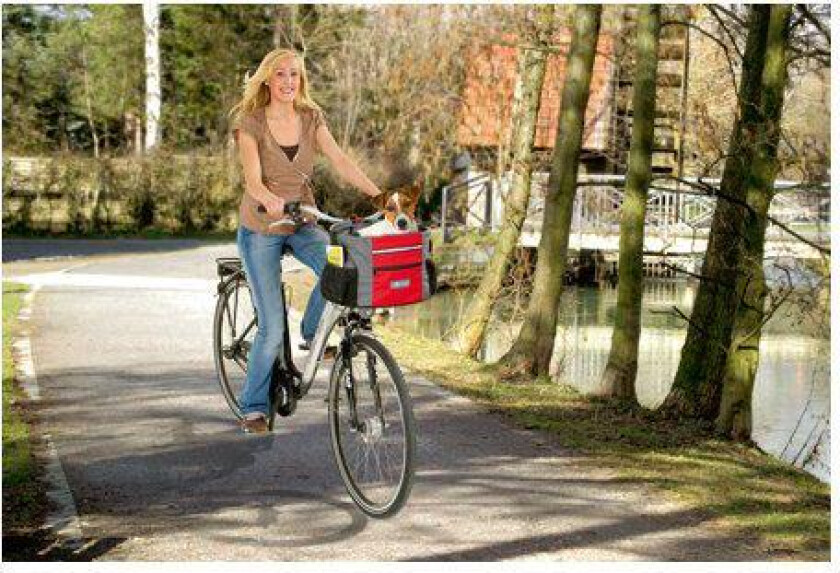 Sykkelkurv nylon grå/rød